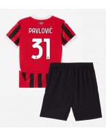 AC Milan Strahinja Pavlovic #31 Domácí dres pro děti 2024-25 Krátký Rukáv (+ trenýrky)